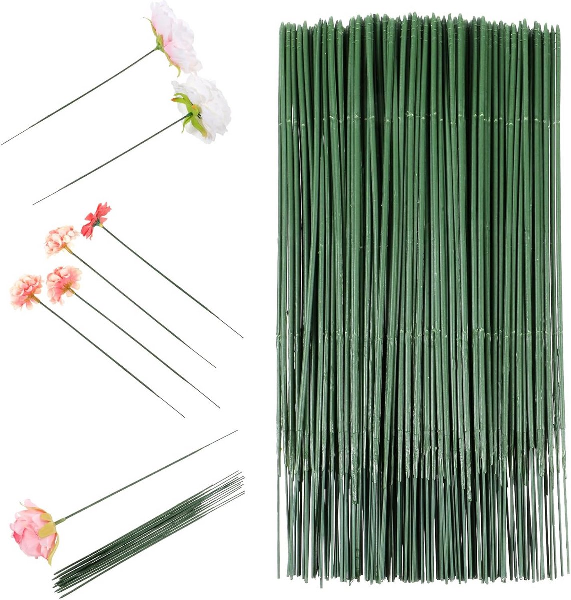 200 Stuks Groene Bloemendraad voor Ambachten en Bloemstukken - 20 cm