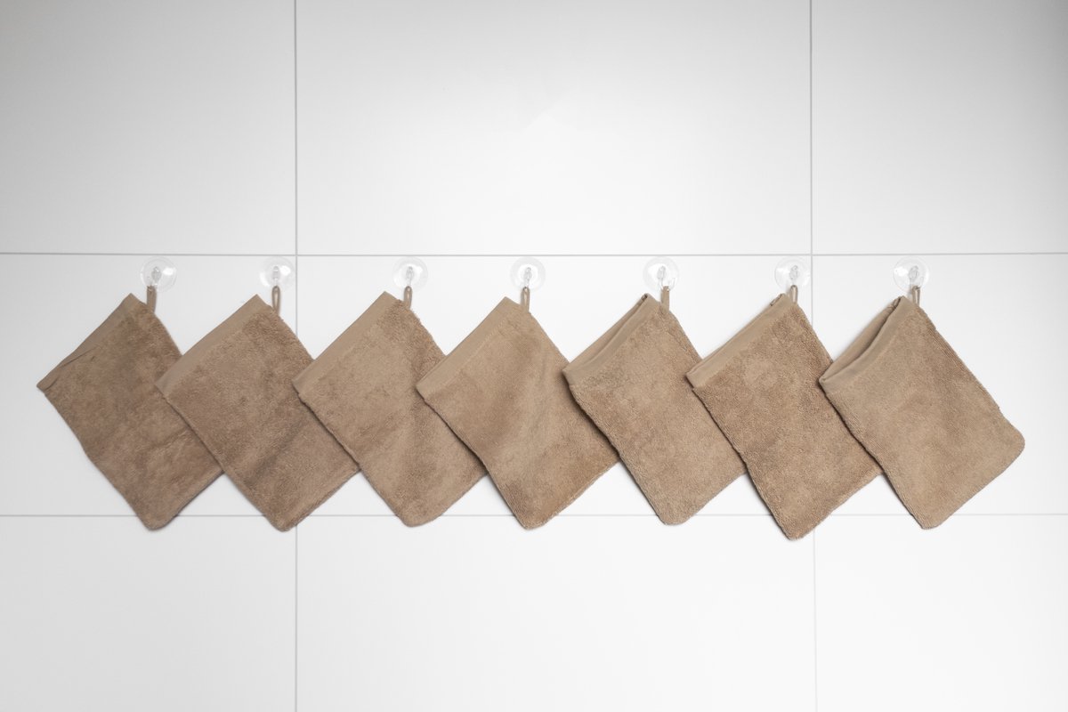 RELAKZ - Warm Sand - Washandjes - Set 7 Stuks - 100% Katoen - 550 GSM - Zacht en Hoog Absorberend