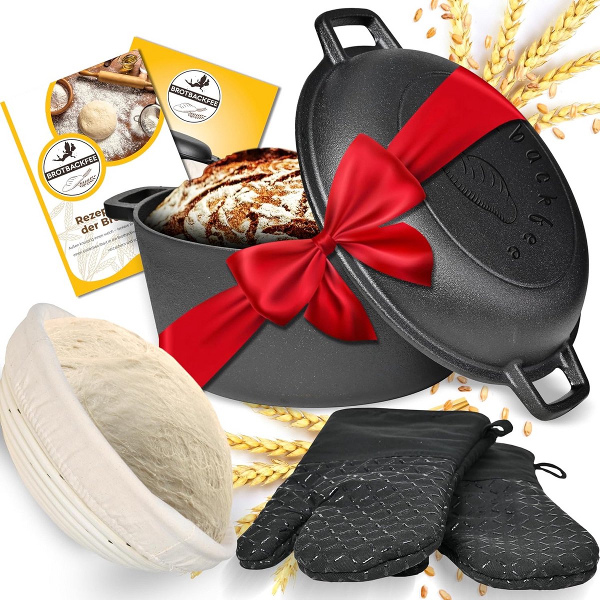 Gietijzeren broodpan met deksel - Complete bakset met recepten en accessoires