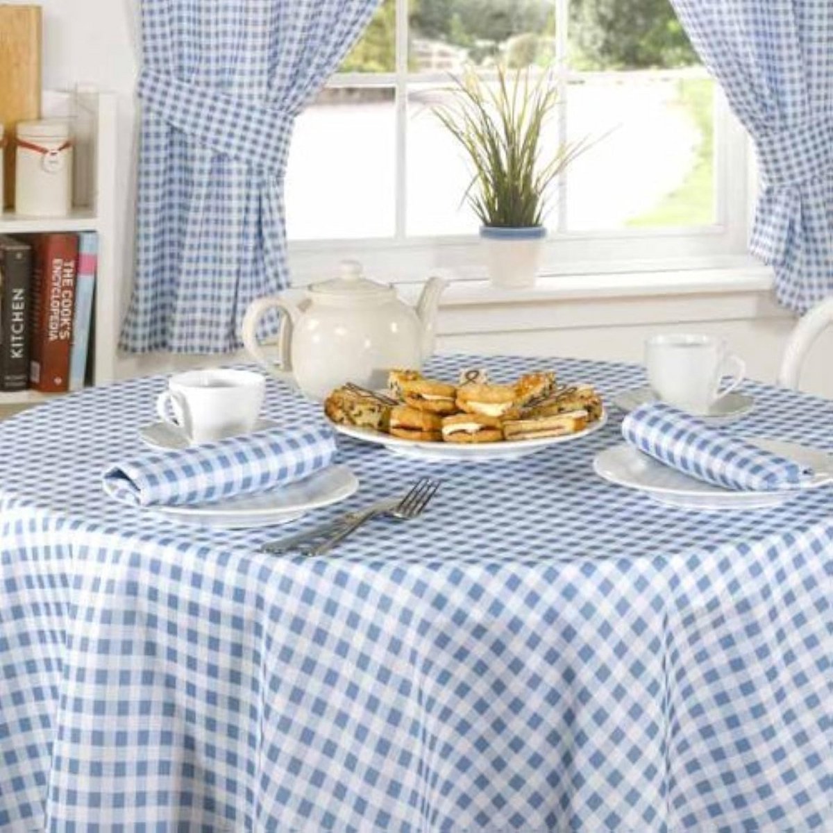 Gestreken Tafelkleed Geruit Citroengeel 127x178 cm - Landelijke Keuken Textiel