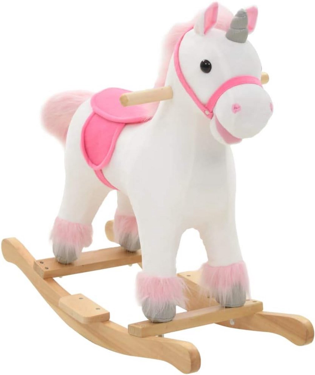 Pluchen Schommel Unicorn Wit Roze - Schommelpaard voor Kinderen vanaf 24 Maanden