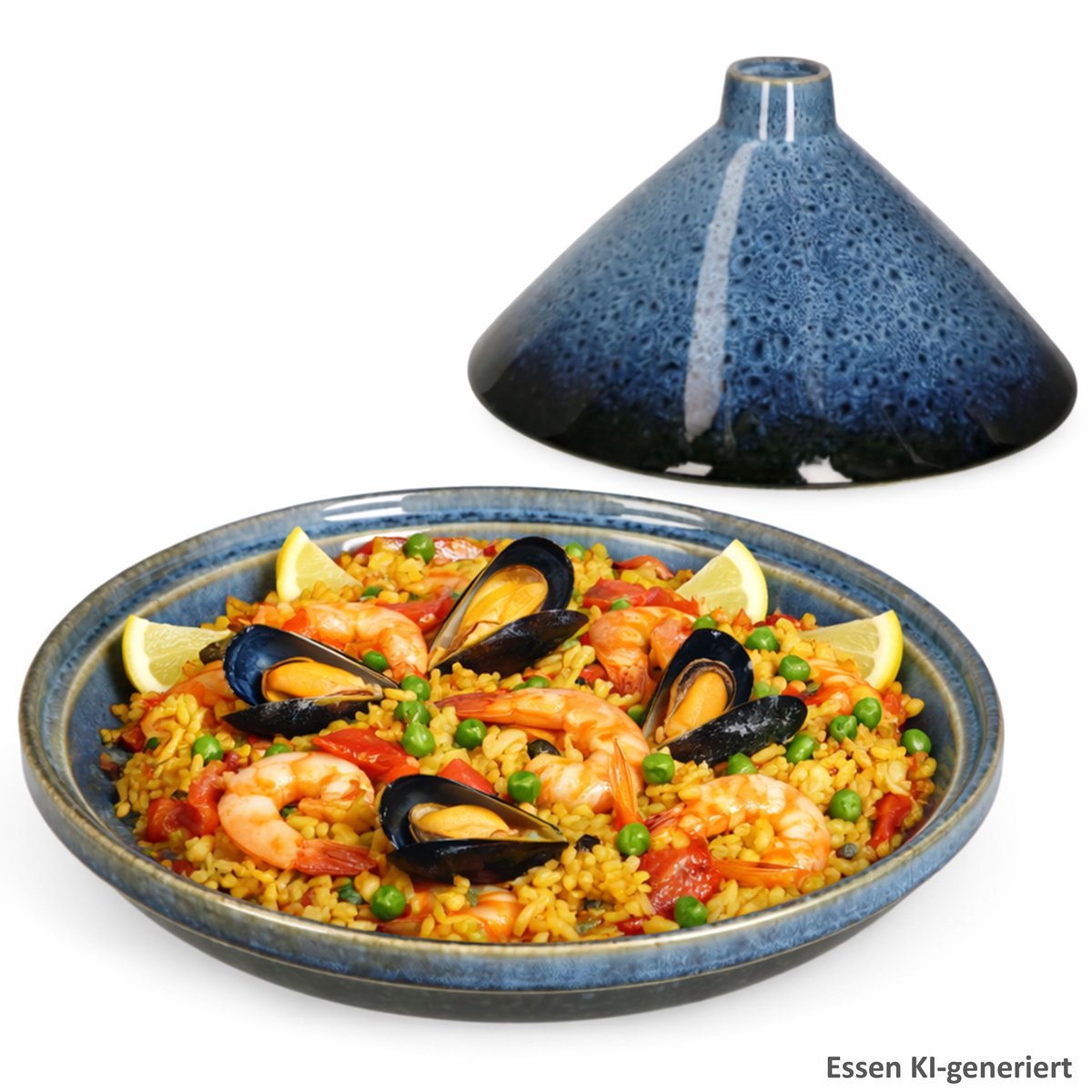 Tajine blauw-zwart met deksel van aardewerk - 24304309