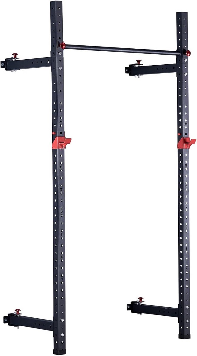 Wandrek Power Rack - Uitbreidbaar Half Rack - 350 kg Belastbaar - Wandbevestigd - Met Optrekstang