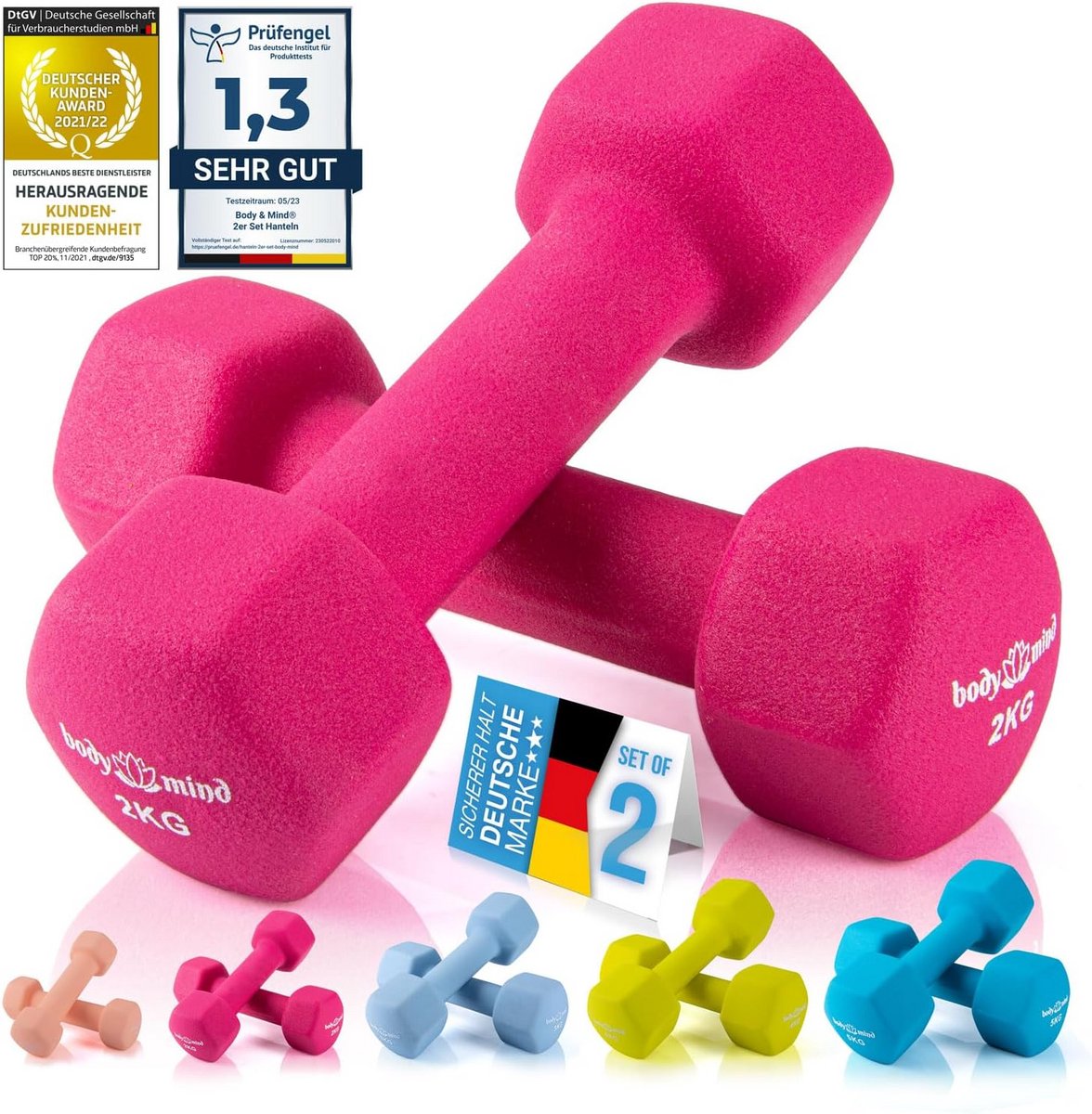Halters Set van 2 - Neopreen Halters voor Krachttraining Thuis - Veelzijdige Fitness Halter voor Gymnastiek en Aerobics - Zeshoekig Ontwerp - Eenvoudige Opslag