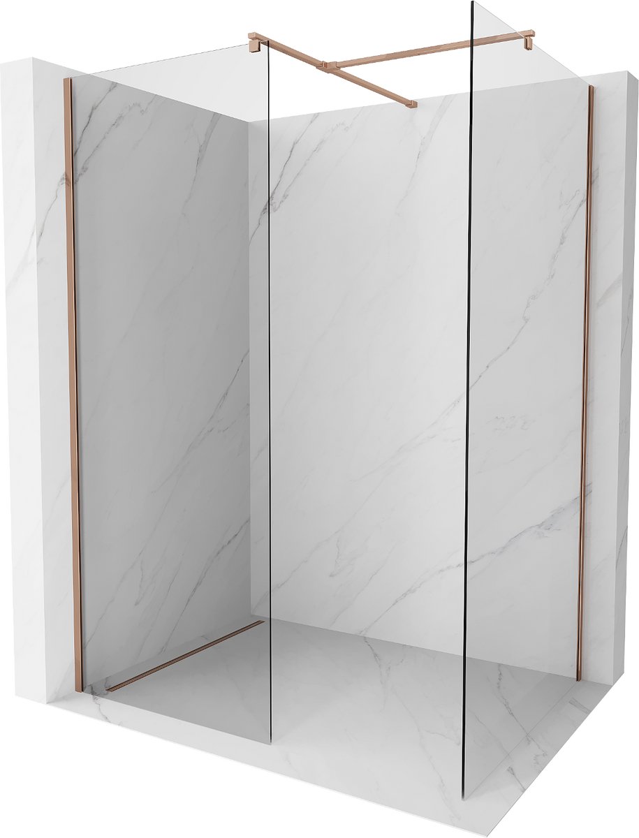 Mexen Kioto douchewand Walk-in 155 x 80 , transparant, roségoud - 800-155-202-60-00-080