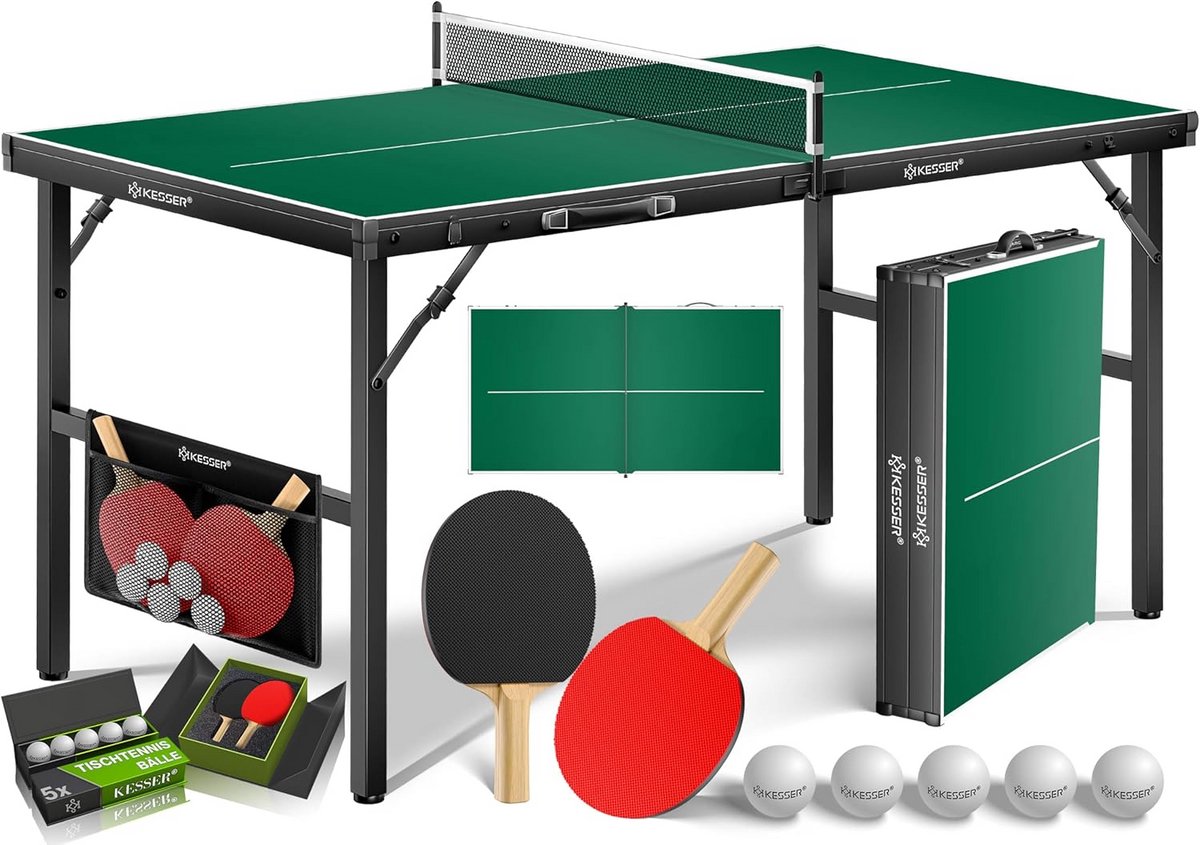 Mini Tafeltennistafel Outdoor & Indoor Inklapbaar - Compleet Set met Accessoires
