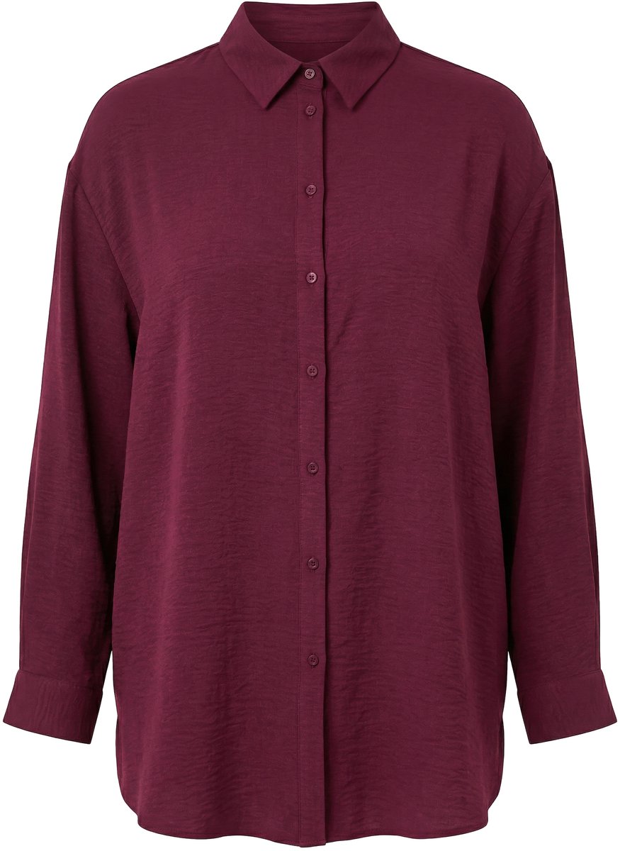 Studio Untold - Dames - overhemdblouse oversized crêpe overhemdkraag - Aubergine - Maat 50+