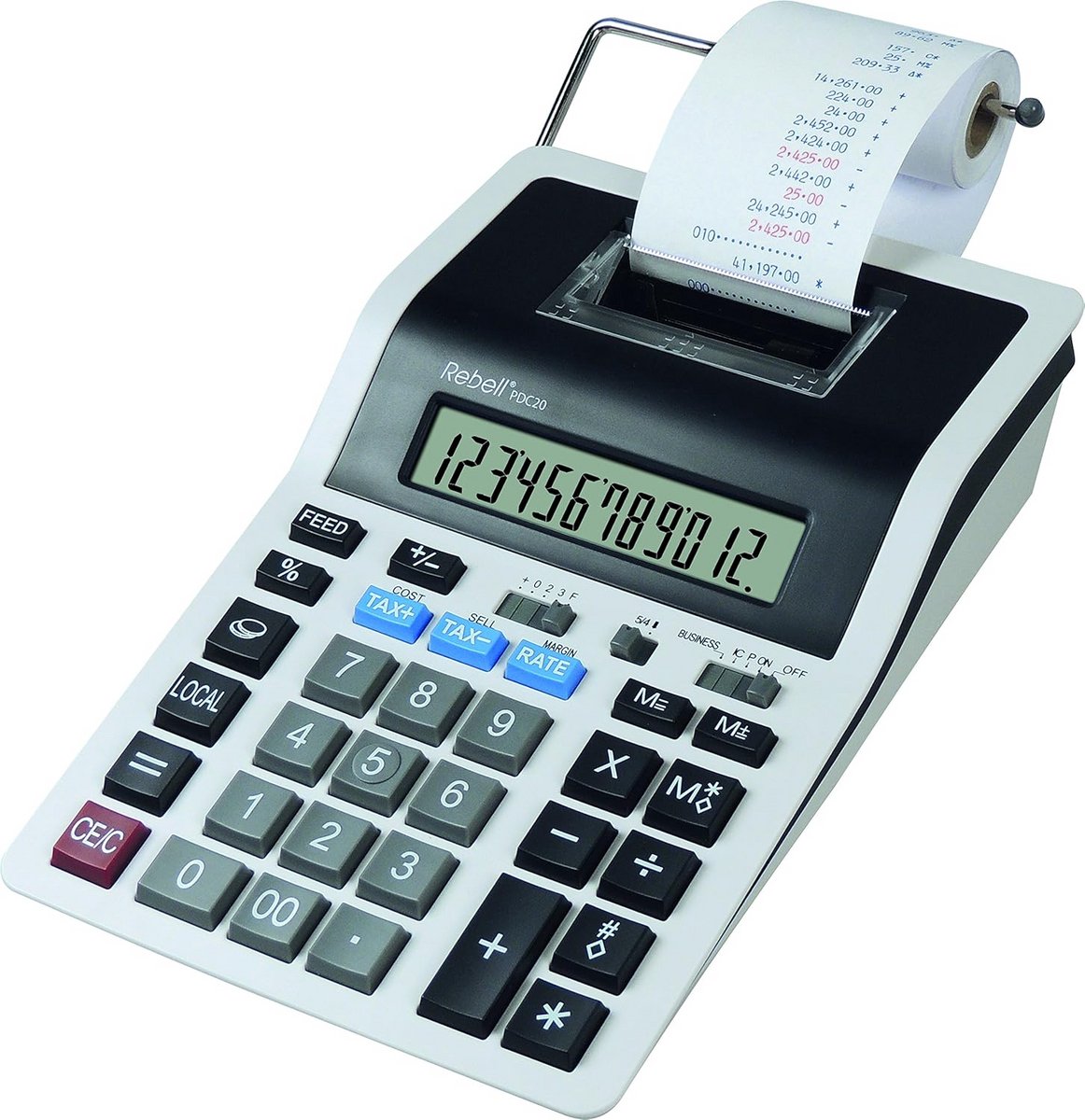 Digitale Rekenmachine 12 Cijfers met Dubbele Inktrol en Belastingfuncties