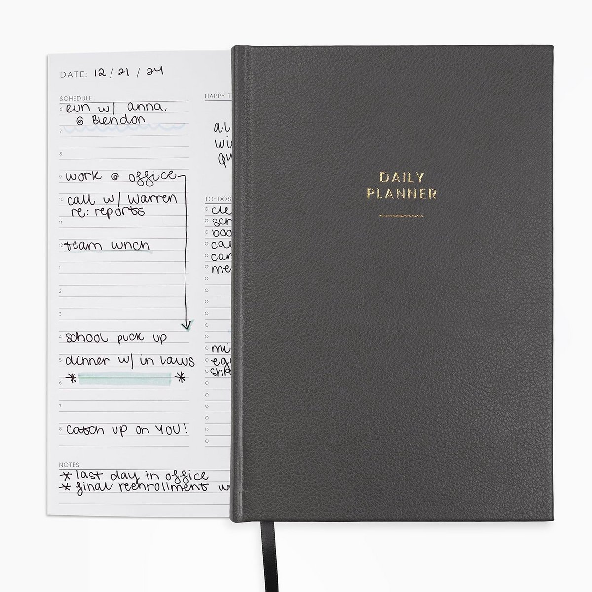 Dagelijkse Planner met Uurschema, Takenlijsten en 3-Stappenplan - Hardcover 22,2 x 14,6 cm - 100 GSM Papier - Graniet Grijs