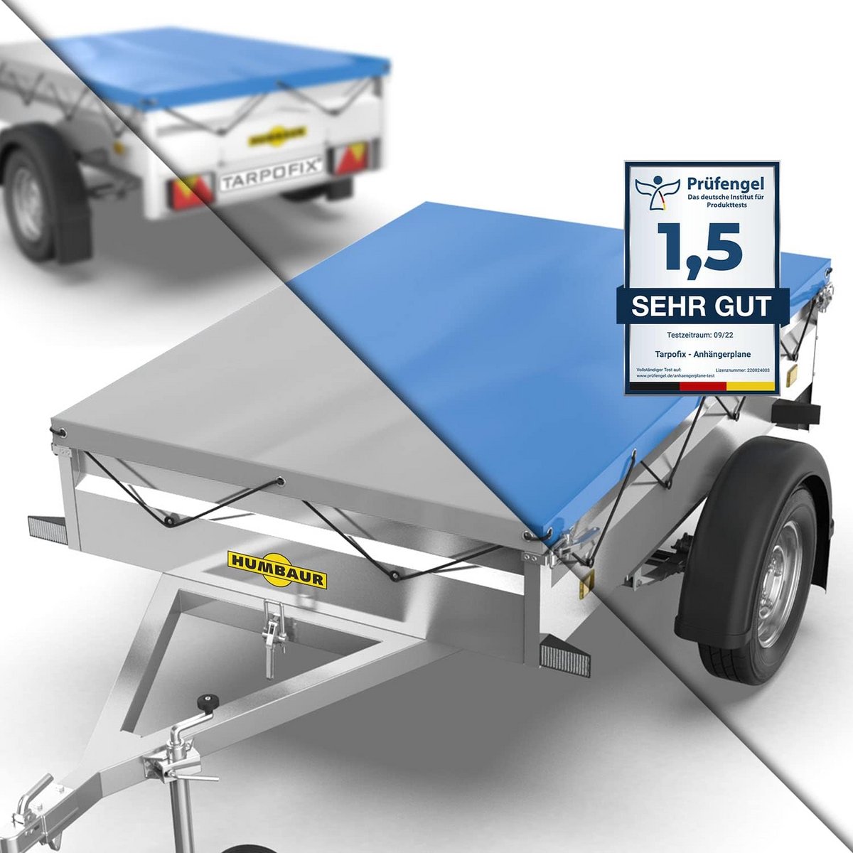 Aanhangerzeil 211 x 116 cm met touw, 750 kg, pvc trekzeil hoogwaardig