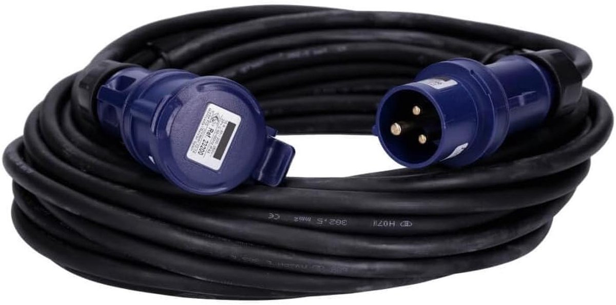 CEE-verlengkabel 230V 20 meter 3G 2,5 mm² 16A IP44 H07RN-F rubber camping caravan boot camper H07RN-F 3G, 2.5 16/3, 16A, IP44, 20 m