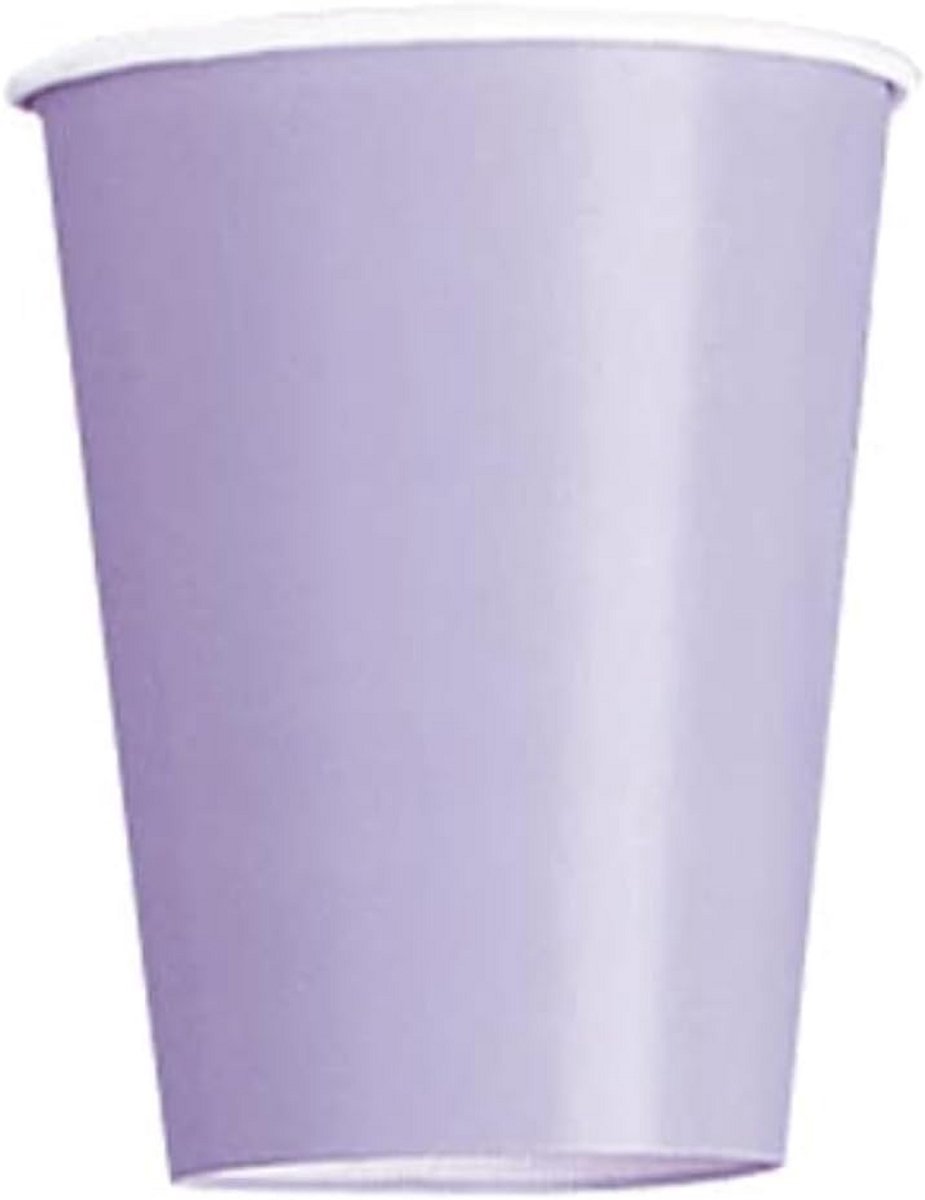 Papieren bekers 266 ml - 14-pack in lavendelkleuren