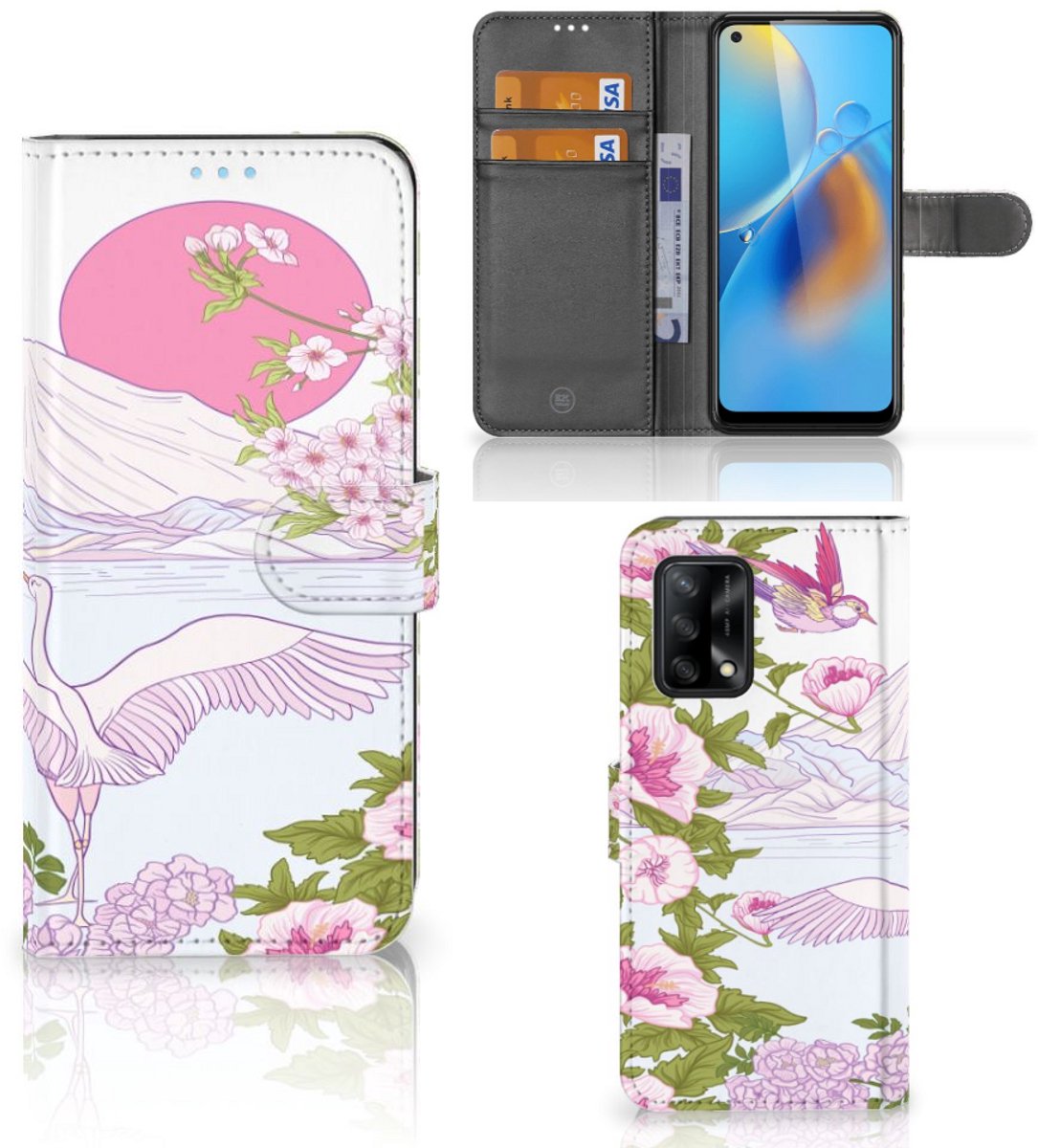 OPPO A74 4G Telefoonhoesje met Pasjes Bird Standing