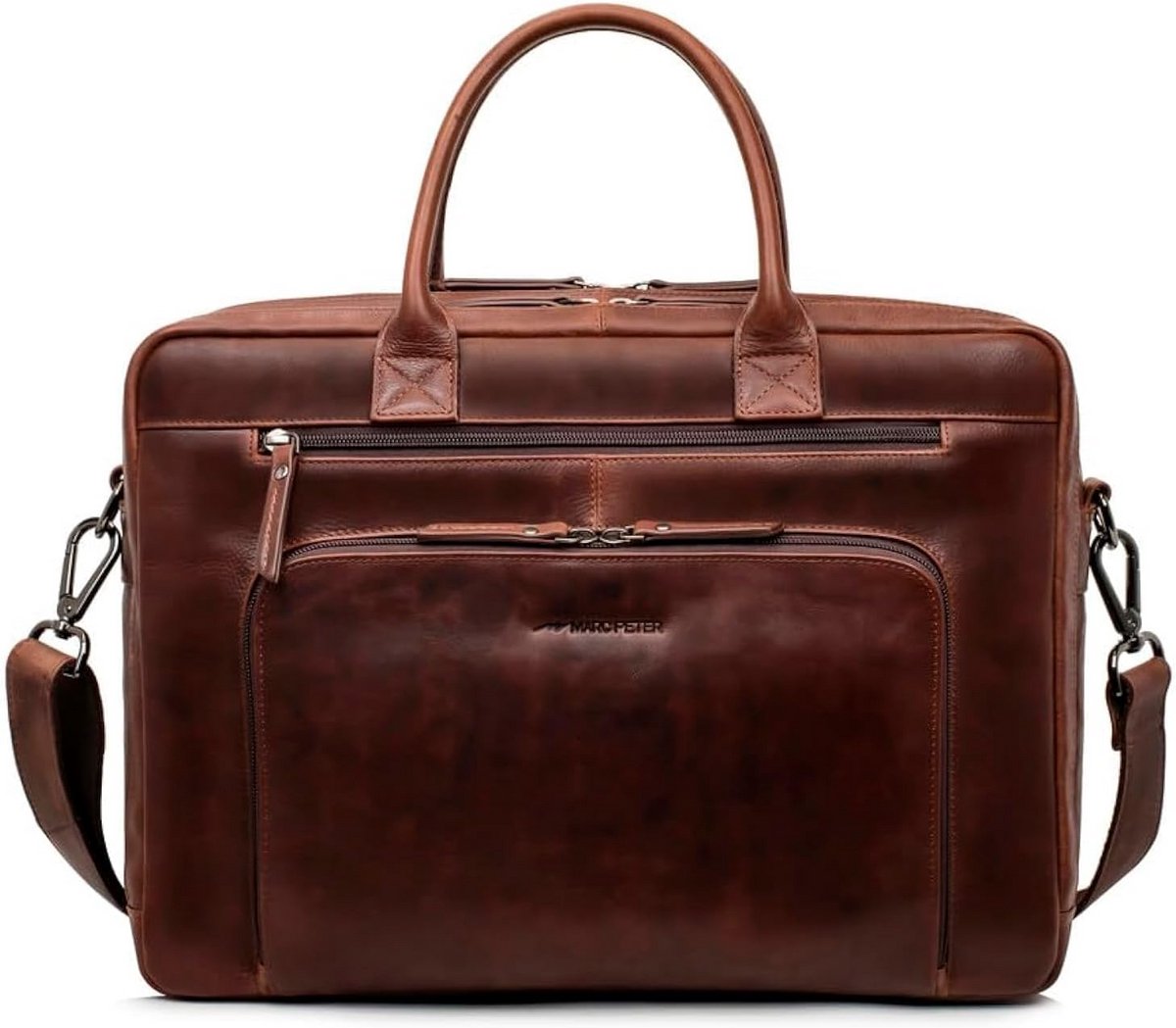 Zakelijke tas voor heren van leer - 15,6 inch laptoptas en grote aktetas