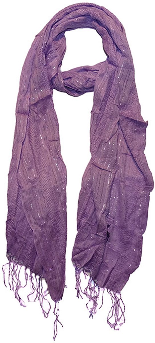 Boodz Langwerpige Lila Sjaal met Glitterdraad