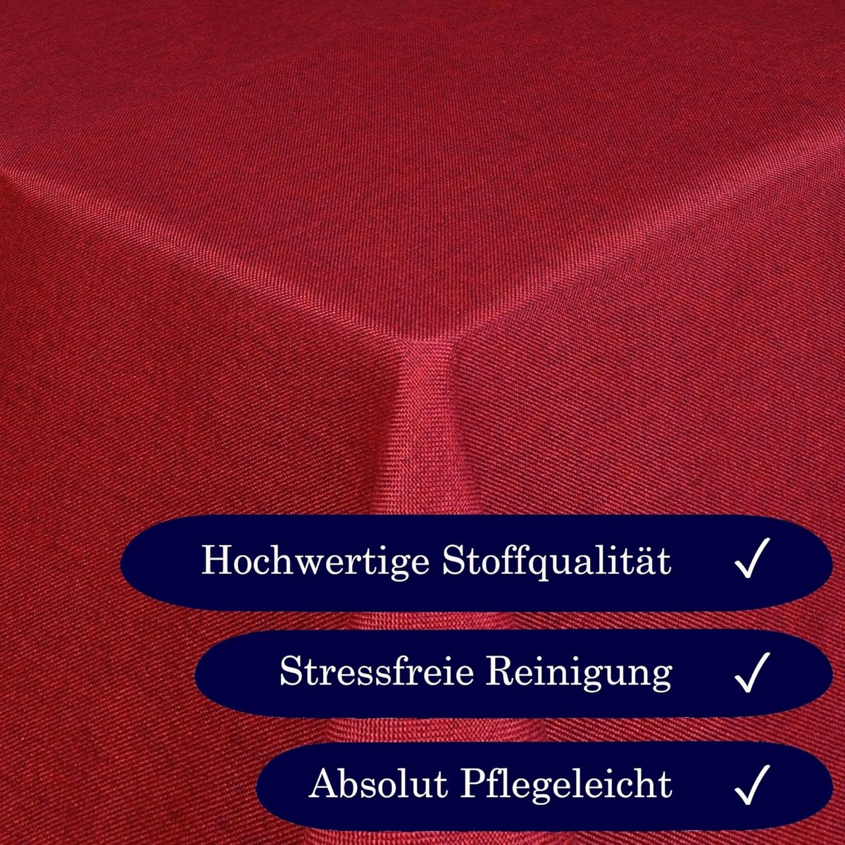 Elegante ronde tafelkleed met vlekbescherming en linnenlook - 170 cm - Rood