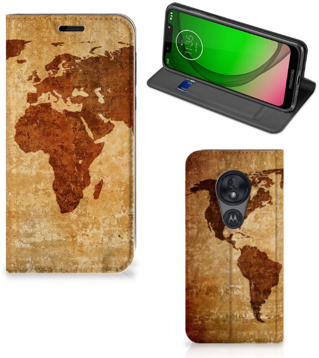 Motorola Moto G7 Play Book Cover Wereldkaart