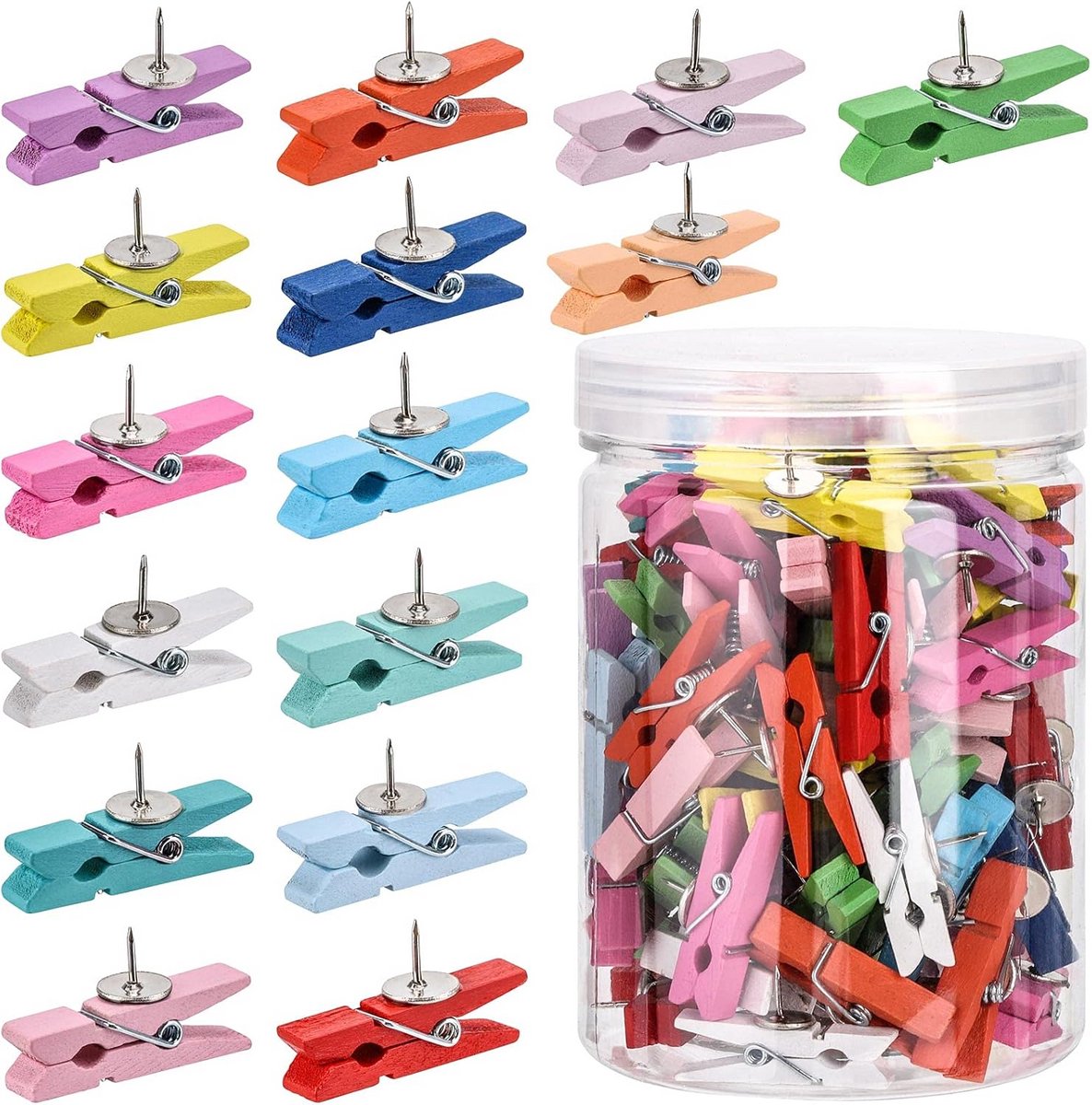 Kleurige Houten Push Pins Clips voor DIY en Creatieve Decoratie
