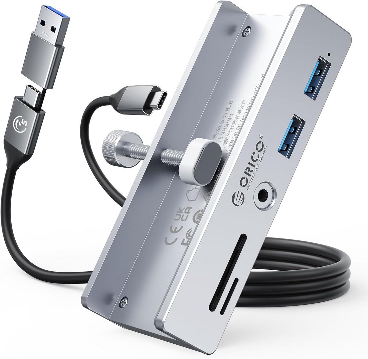 USB Hub 3.0 met SD/TF Card Reader - 5-in-1 Splitter met 2 USB-A Poorten en 3.5mm Audio