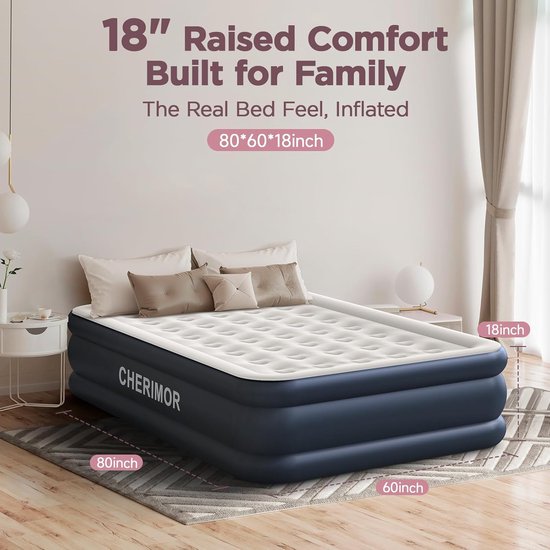 Luchmatras met Ingebouwde Pomp - 18 Inch Hoog, Snelle Inflatie, Geschikt voor Gasten en Kamperen van Intex — afbeelding 2