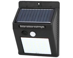 Op zonne-energie werkende LED-sensorlamp - buitenlamp - solar tuinverlichting - solar buitenlamp - Wandlamp met 30 LED's en bewegingssensor - Zwart - Aluminiumlegering