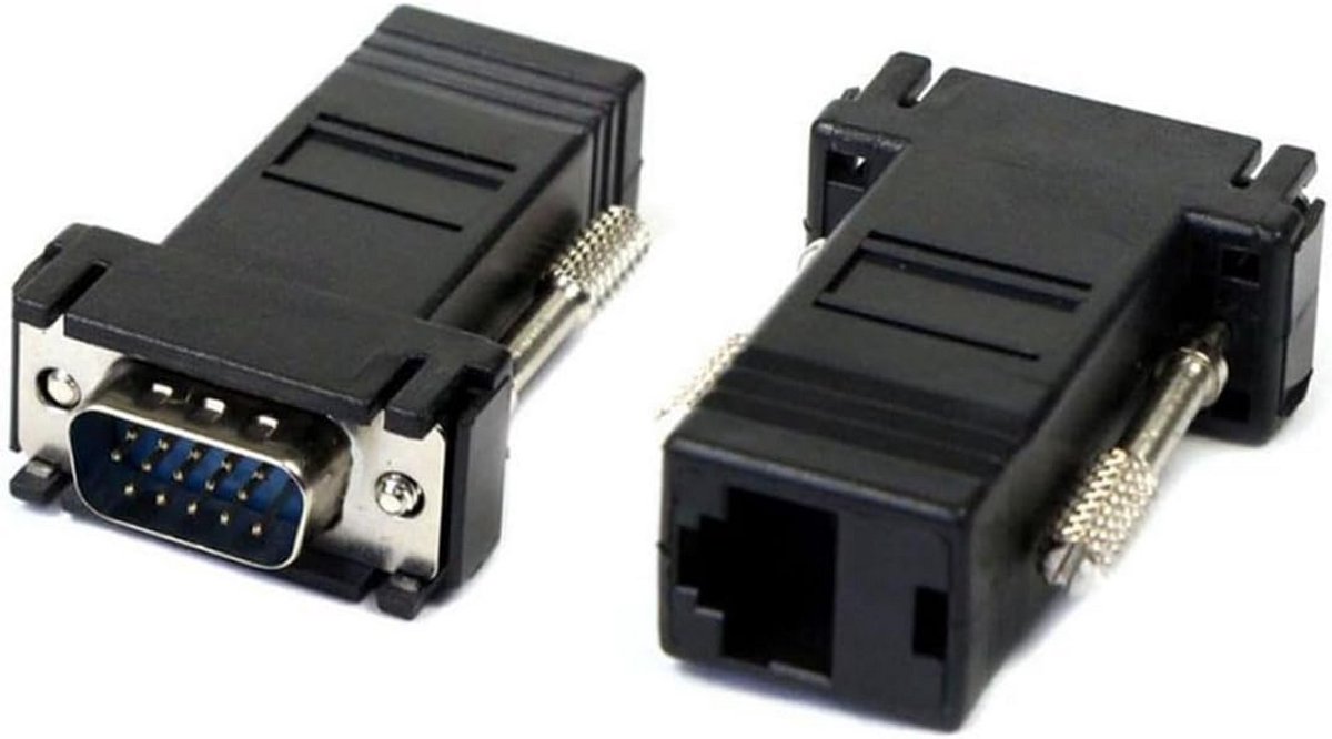 VGA Plug naar Ethernet Adapter - 2 Stuks RJ45 Jack, Cat5, Cat5e