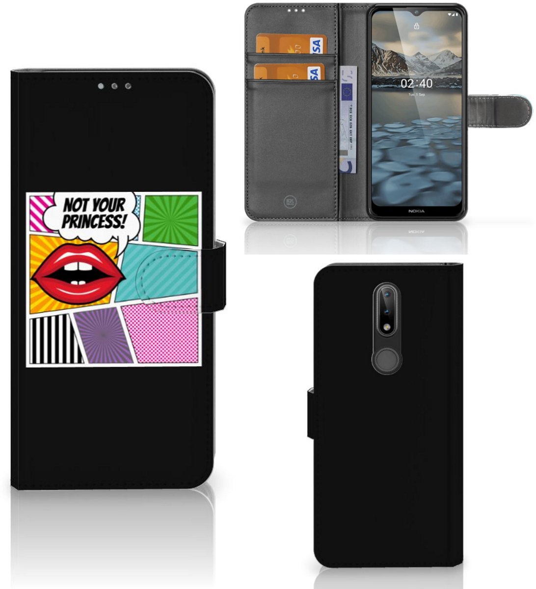 Nokia 2.4 Wallet Case met Pasjes Popart Princess