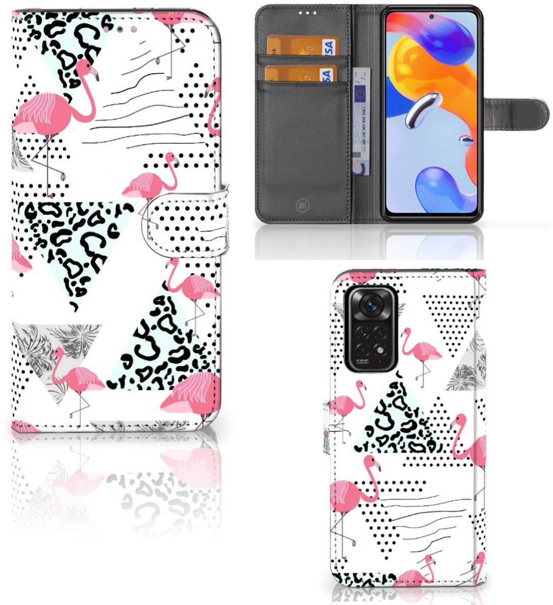 Xiaomi Redmi Note 11 Pro 5G/4G Telefoonhoesje met Pasjes Flamingo Triangle