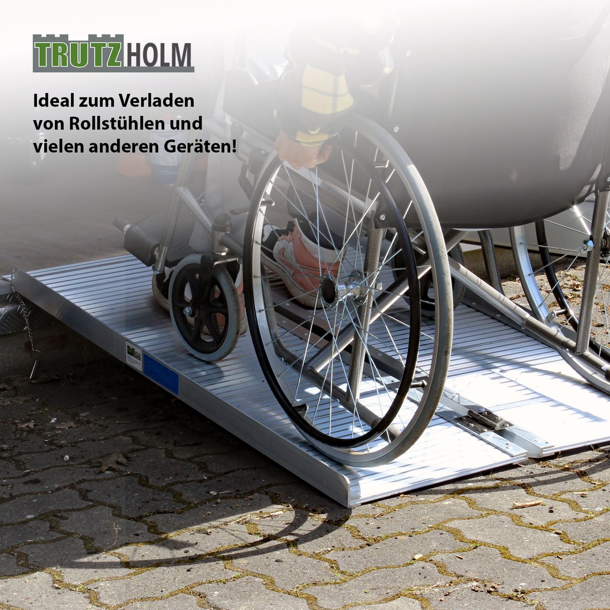 TRUTZHOLM Opvouwbare rolstoelhelling 122 cm Draagvermogen 272 kg Aluminium grijs geribbeld Oprijplaat
