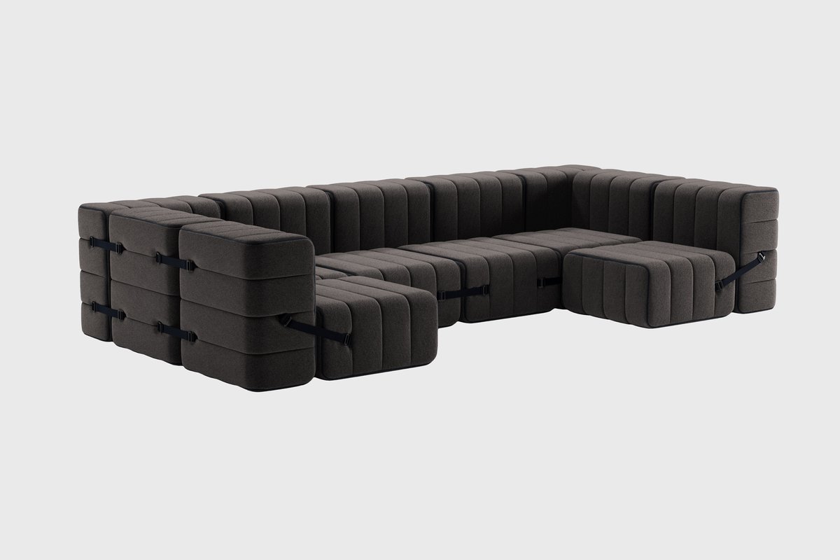 ambivalenz modulaire bank curt – 15 modules – jet - grijs & bruin