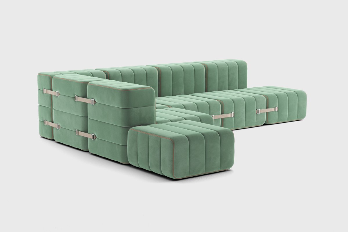 ambivalenz modulaire bank curt – 12 modules – barcelona – licht groen