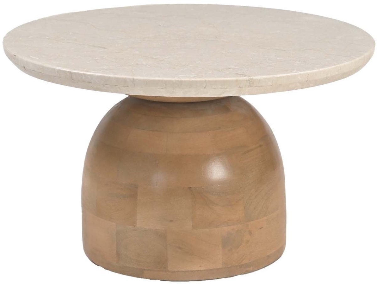 DÉJA Living Eettafel Miro Rond - Marmer/Hout - Naturel - 90x90x35cm
