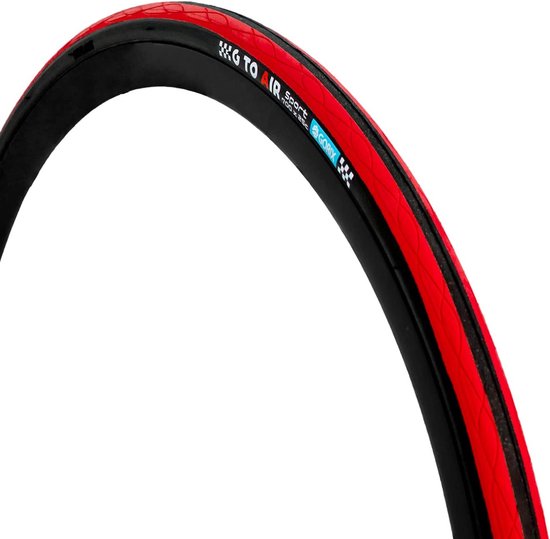 Een rode GTO AIR Sport 700x25c GORIX racefietsband.