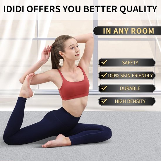Extra grote antislip yogamat voor yoga en pilates - milieuvriendelijk en dik, 183 x 122 cm — afbeelding 2