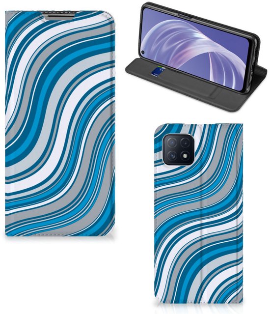 Case OPPO A73 5G Book Case Waves Blauw