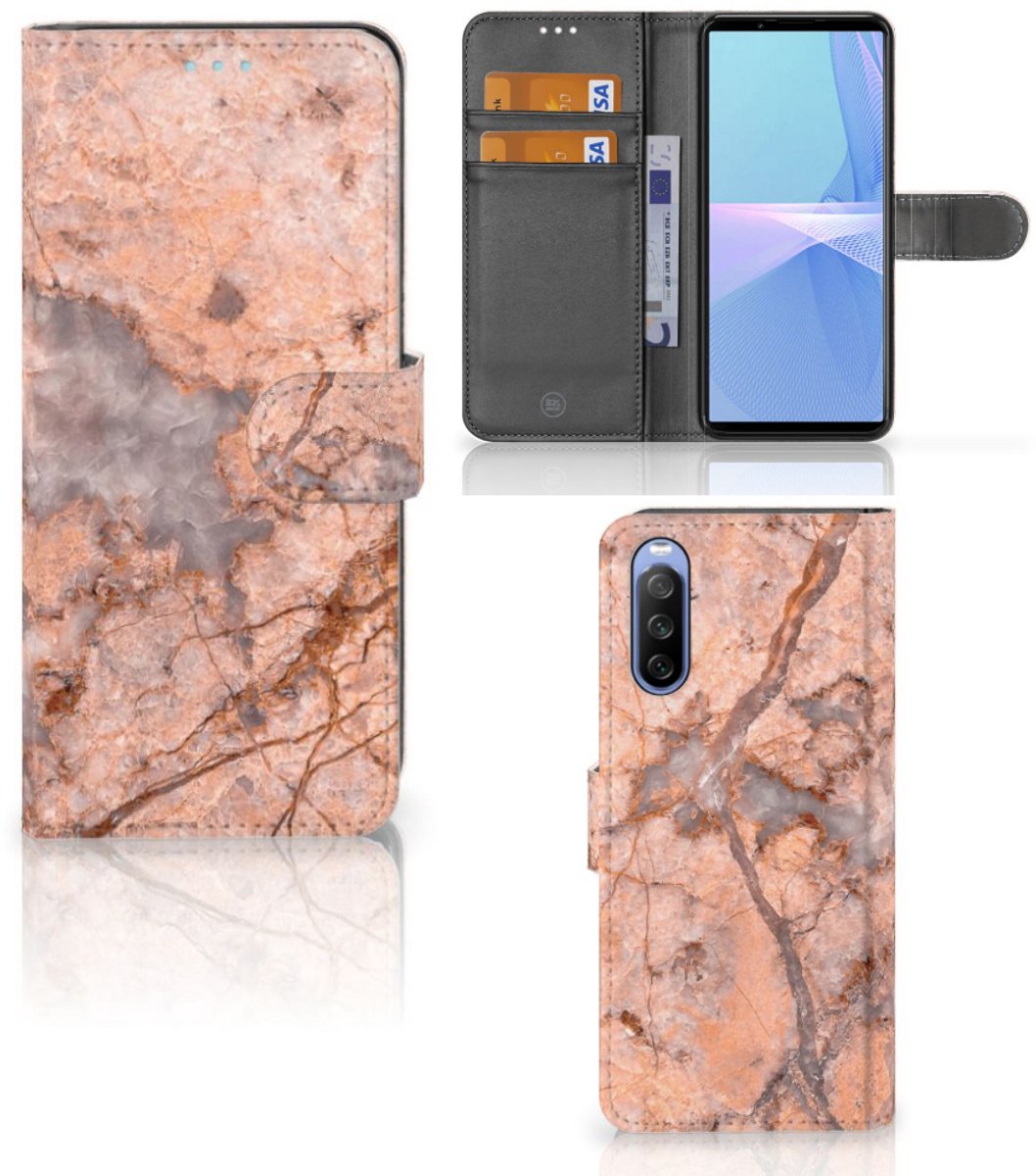Sony Xperia 10 III Bookcase Marmer Oranje