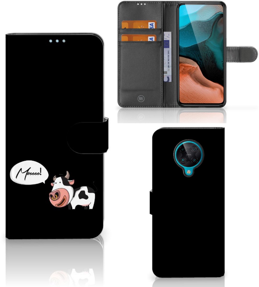 Book Case voor Xiaomi Poco F2 Pro Leuk Hoesje Cow