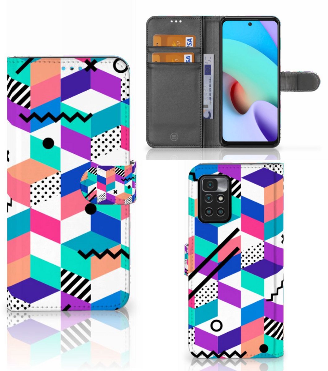 Xiaomi Redmi 10 Book Case Blokken Kleurrijk