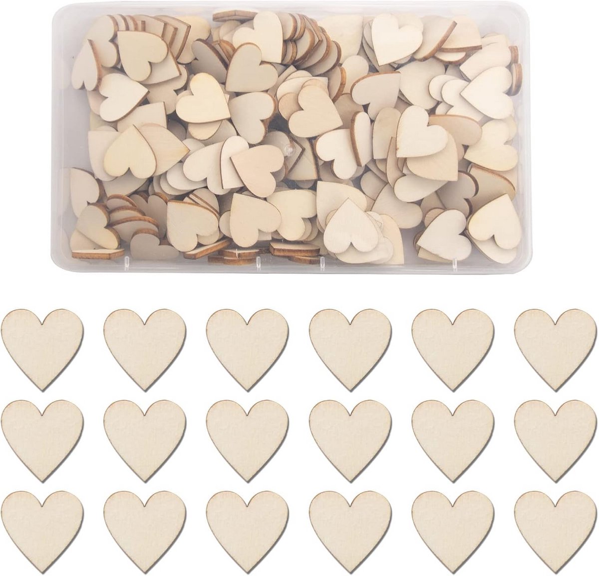 200 Stuks Houten Hartjes voor Decoratie - Natuurlijke Houten Versieringen