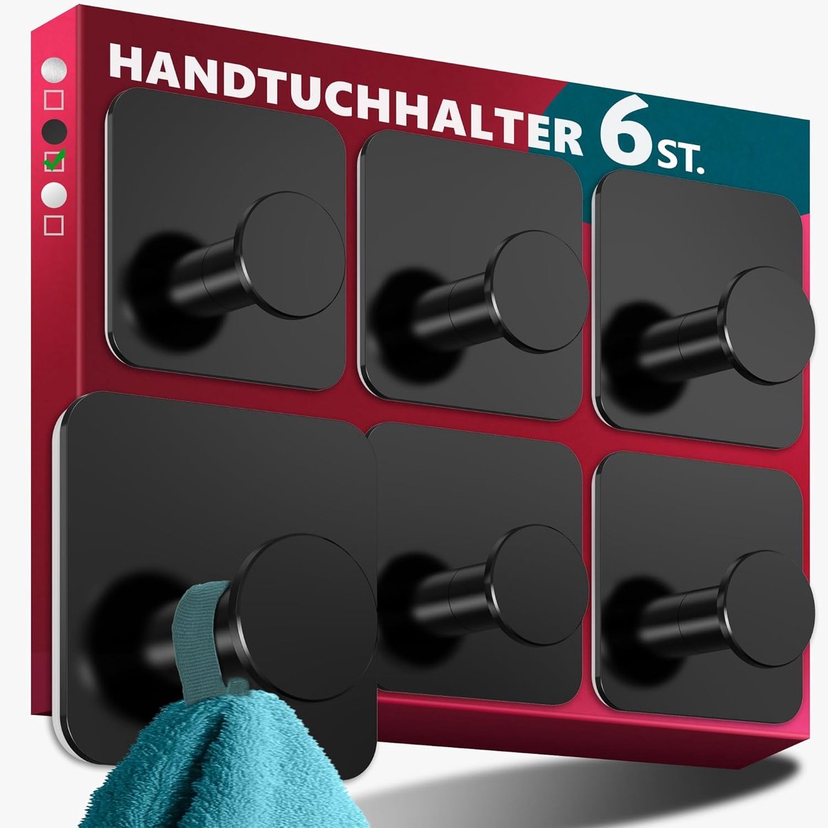 Zelfklevende haken set van 6 - handdoekhouder zonder boren - modern
