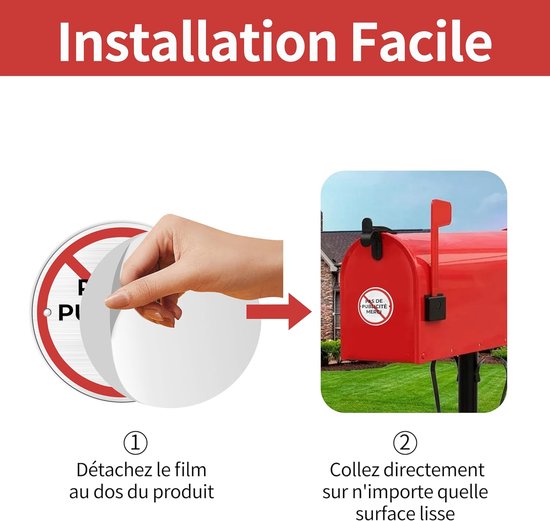 Letterbox sign for video surveillance, self-adhesive, brushed aluminum, φ85 mm van Merkloos — afbeelding 3