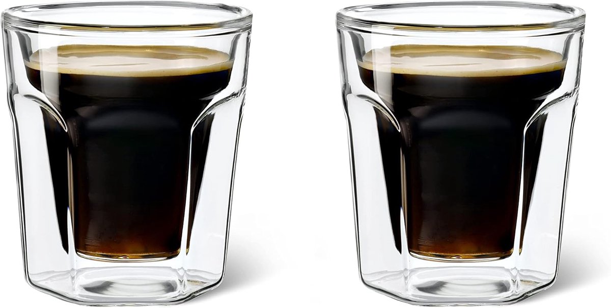 Dubbelwandige Koffieglazen Set van Twee - 100ml