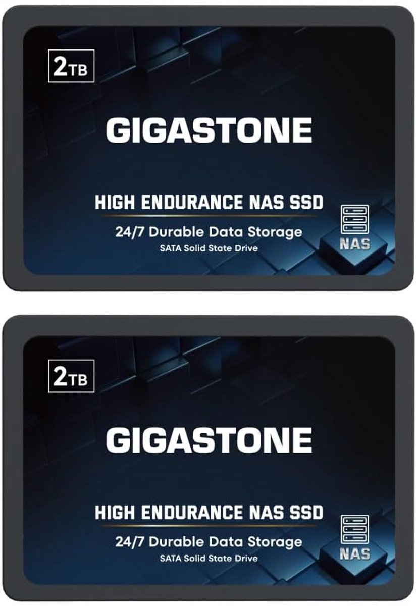 2TB NAS SSD - Harde Schijf voor 24/7 Gebruik - 2-Pack - Lange Duurzaamheid en Efficiëntie voor RAID Systemen