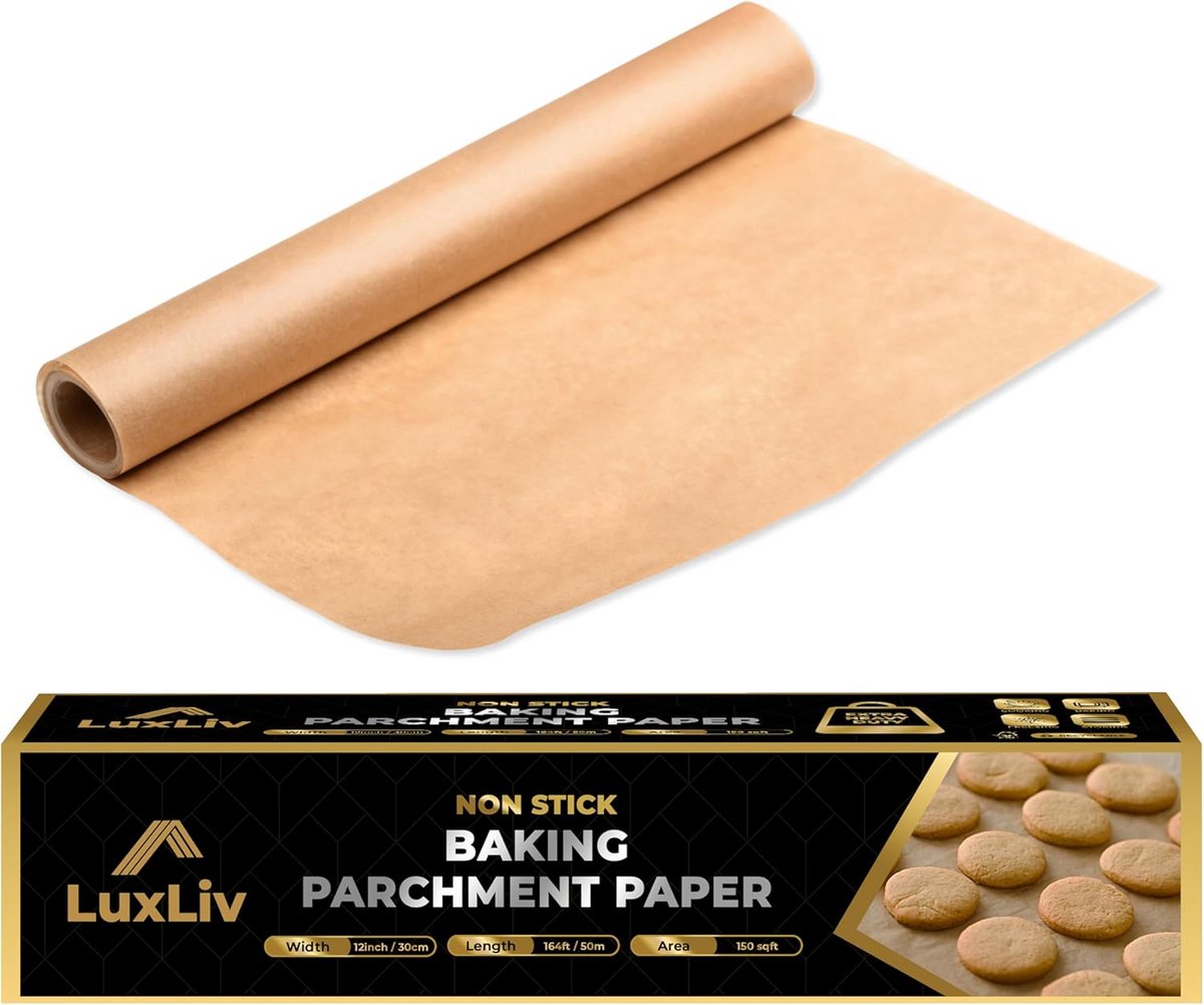 Bakpapier rol 30 cm breed en 50 m lang, extra dik en anti-aanbak, bruin