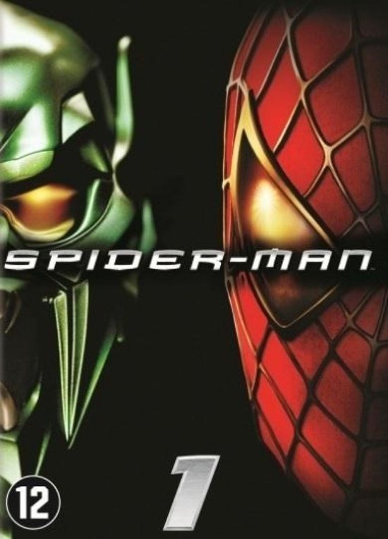 DVD hoes Spider-Man, met de maskers van Spider-Man en Green Goblin. "SPIDER-MAN" logo met "12" leeftijdskeuring.