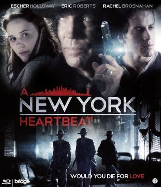 Filmcover 'A New York Heartbeat' met portretten van acteurs en drie mannen in pak.