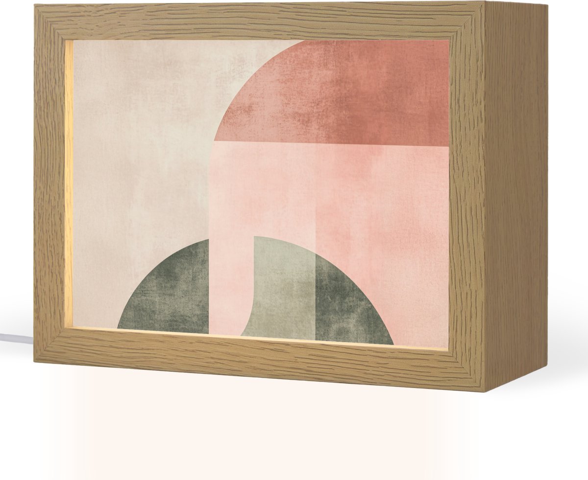 Tafellamp 20x15 cm - LED lamp - Cirkel - Abstract - Roze - Decoratieve tafellampen - Dimbaar - Tafellampje slaapkamer - Woonkamer binnen