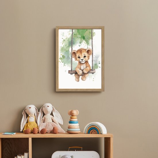 Nachtlampje 30x40 cm - Kinder lamp - Leeuw - Dier - Kinderen - Jungle - Tafellamp kinderkamer draadloos - Slaapkamer lampje - Bedlamp kinderen - Kinderlampje - Wandlamp babykamer - Nachtlampjes van Merkloos — afbeelding 3