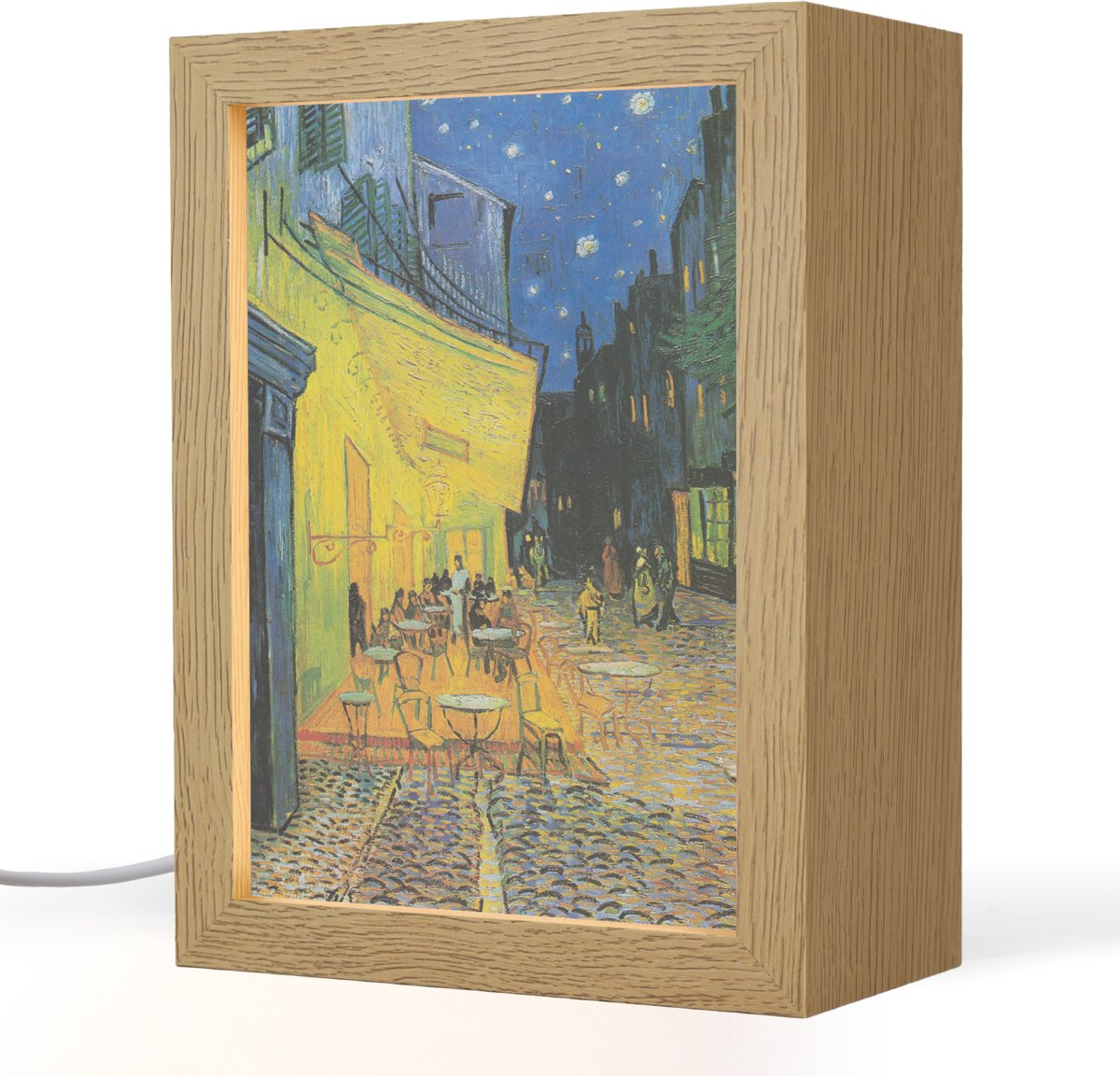 Tafellamp 15x20 cm - LED lamp - Caféterras bij nacht - Vincent van Gogh - Decoratieve tafellampen - Dimbaar - Tafellampje slaapkamer - Woonkamer binnen
