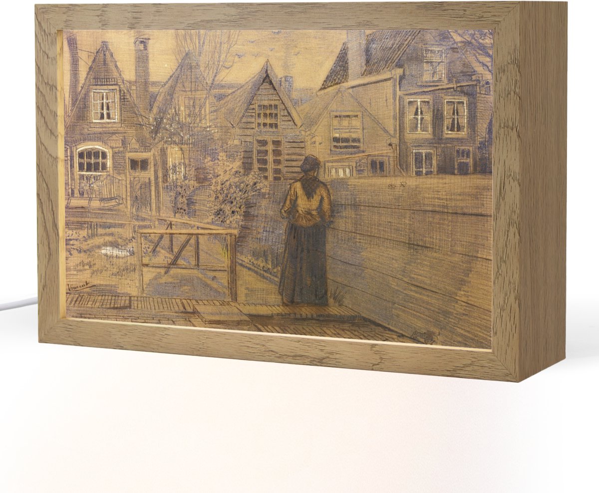 Tafellamp 30x20 cm - LED lamp - Sien's moeders huis gezien vanuit de achtertuin - Vincent van Gogh - Decoratieve tafellampen - Dimbaar - Tafellampje slaapkamer - Woonkamer binnen